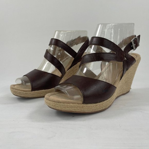 Born Concept B.O.C. Brown Cork Ankle Strap Wedge Comfort Sandals Women's Size 9M - Picture 1 of 12